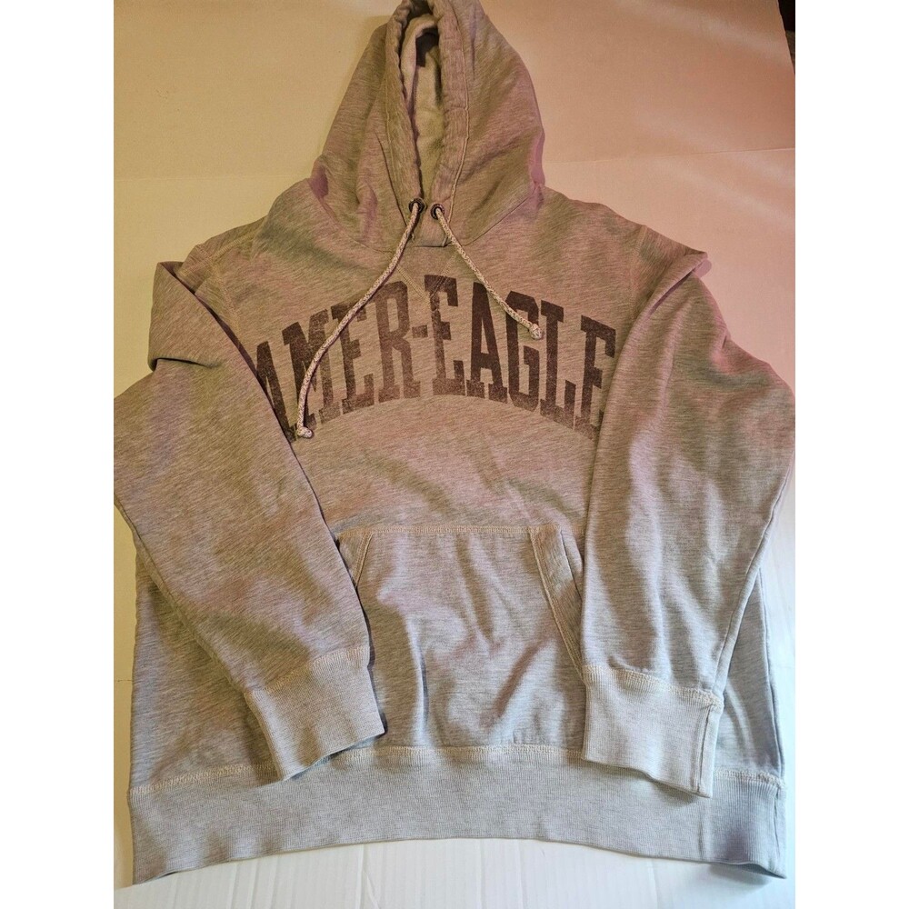 American Eagle Outfitters AEO Men's XL Gray Pullover Hoodie Spellout 2012